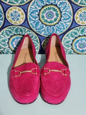 Talbots Fuchsia Suede Bit-Detail Loafers